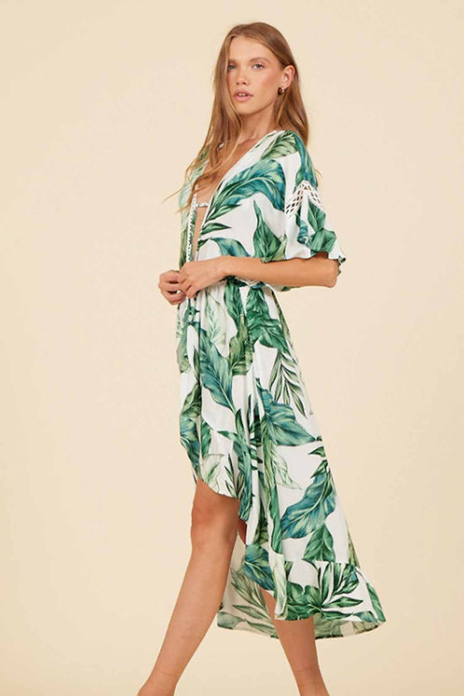 Rainforest Leaf Print Cover Up side