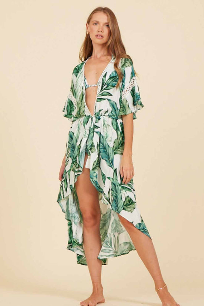 Rainforest Leaf Print Cover Up