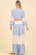 White Ocean Blue Stripe Pants Set back