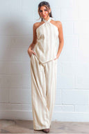 Ivory Stripe Halter Pants Set