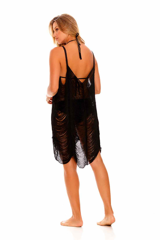 Milonga Black Fringes Coverup Dress back