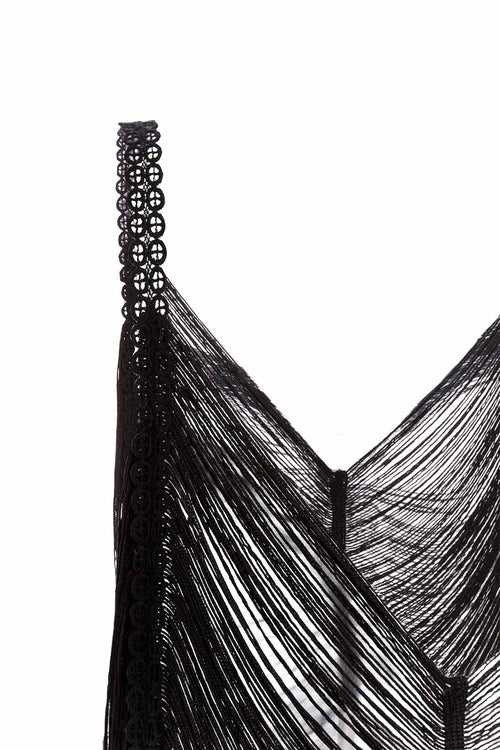 Milonga Black Fringes Coverup Dress detail