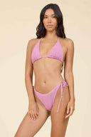 Mauve Krinkle Metallic Bikini Set front