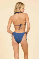 Navy Krinkle Metallic Bikini Set back