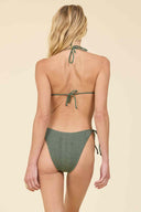 Olive Krinkle Metallic Bikini Set back