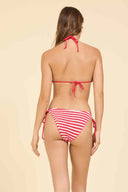 Red Krinkle Striped Bikini Set back