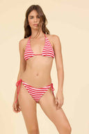 Red Krinkle Striped Bikini Set