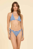 Navy Krinkle Striped Bikini Set front