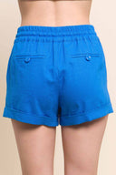 Roma Blue Smocked Linen Shorts back