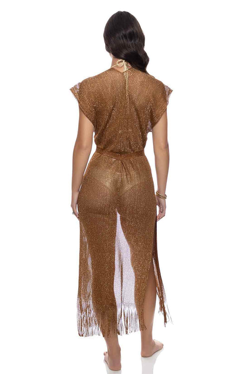 Lulifama Sunshine Brown Gold Long Kaftan