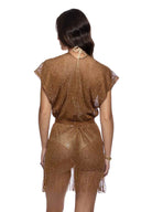 Luli Fama Sunshine Brown Gold Short Kaftan