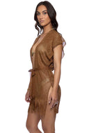 Luli Fama Sunshine Brown Gold Short Kaftan
