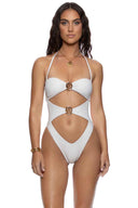 Luli Fama Sunkiss White Cutout One Piece