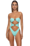 Luli Fama Sunkiss Aqua Cutout One Piece