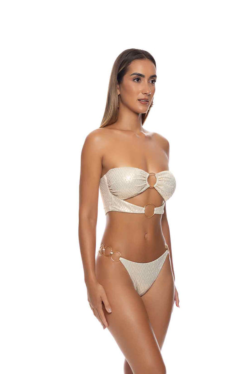 Lulifama Liquid Voltage Gold Bandeau Bikini Set side