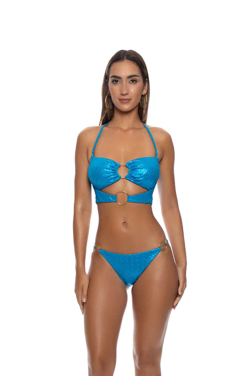 Lulifama Liquid Voltage Blue Bandeau Bikini Set