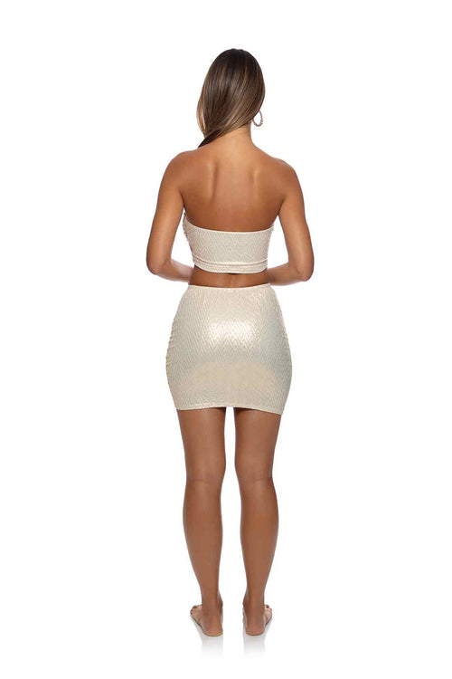 Lulifama Liquid Voltage Gold Mini Skirt back