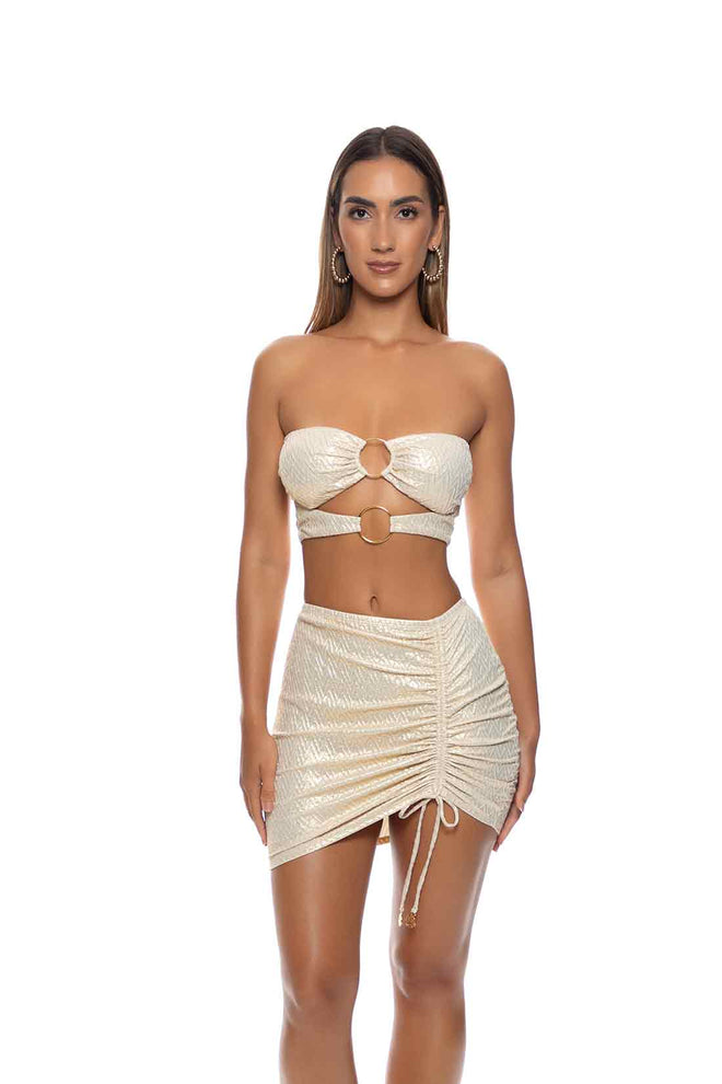 Lulifama Liquid Voltage Gold Mini Skirt