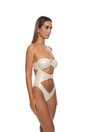 Luli Fama Liquid Voltage Gold Cutout One Piece