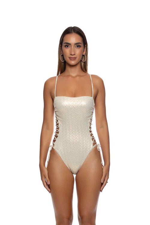 Lulifama Liquid Voltage Gold Square One Piece