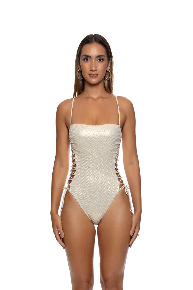 Lulifama Liquid Voltage Gold Square One Piece