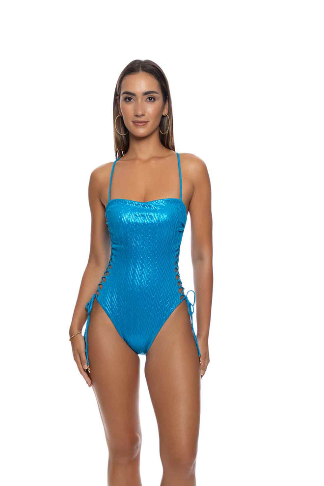 Lulifama Liquid Voltage Blue Square One Piece