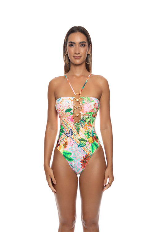 Lulifama Opulent Eden Halter Ring One Piece front