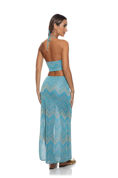 Lulifama Tidal Shimmer Maxi Dress back