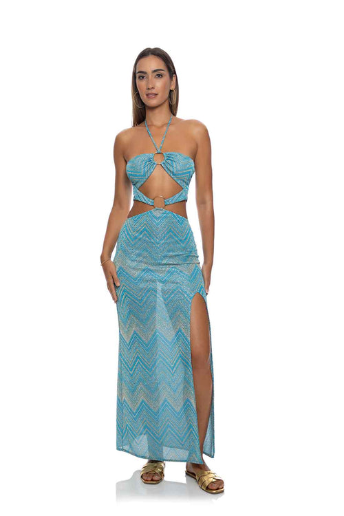 Lulifama Tidal Shimmer Maxi Dress front