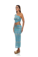 Lulifama Tidal Shimmer Maxi Skirt Set side