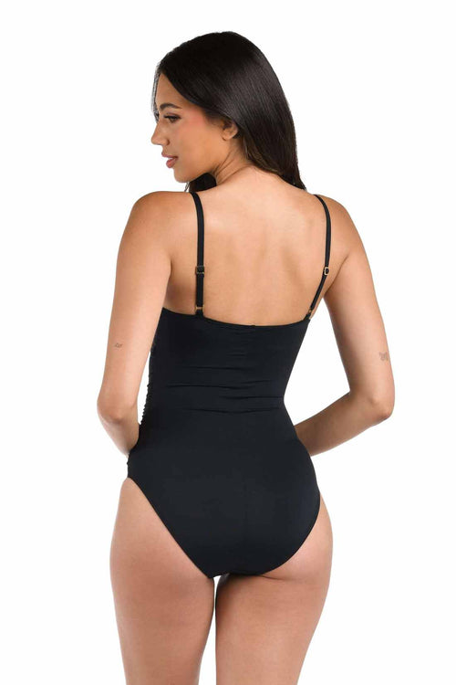 La Blanca Island Goddess Black One Piece back