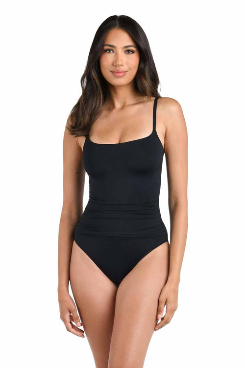 La Blanca Island Goddess Black One Piece front