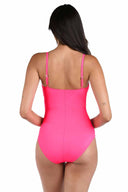 La Blanca Island Goddess Bright Pink One Piece back