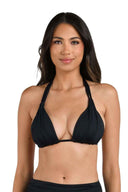 La Blanca Island Goddess Black Halter Bikini Set