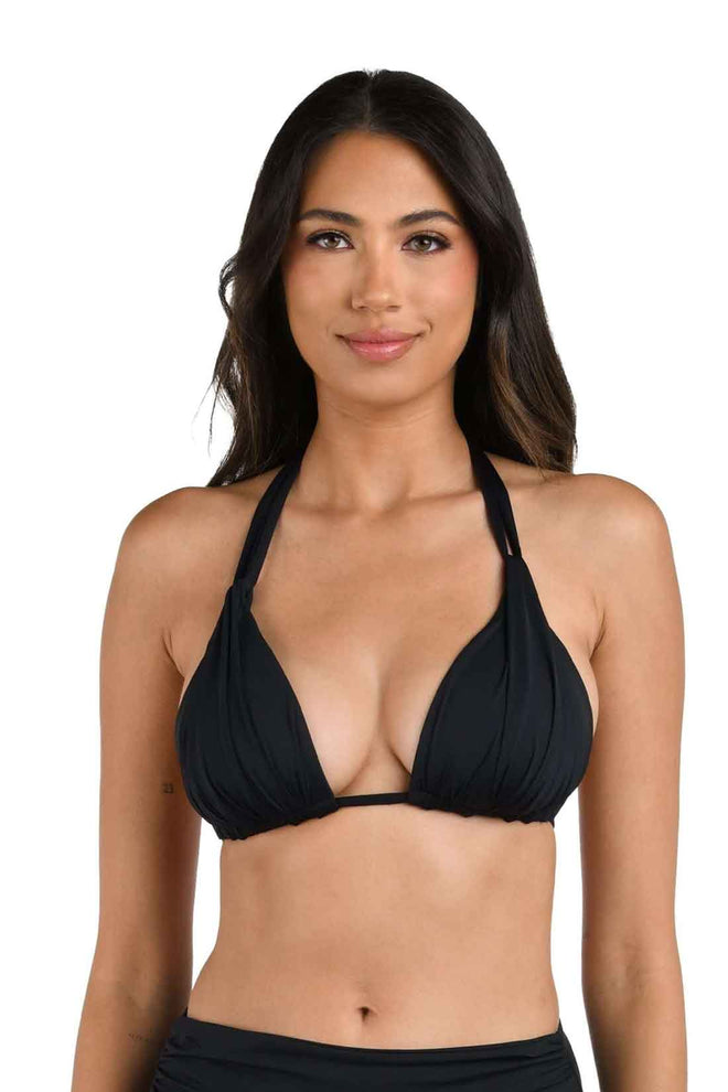 La Blanca Island Goddess Black Halter Bikini Set
