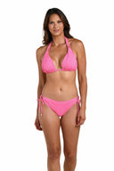 La Blanca Island Goddess Bright Pink Halter Bikini Set front