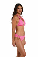 La Blanca Island Goddess Bright Pink Halter Bikini Set side