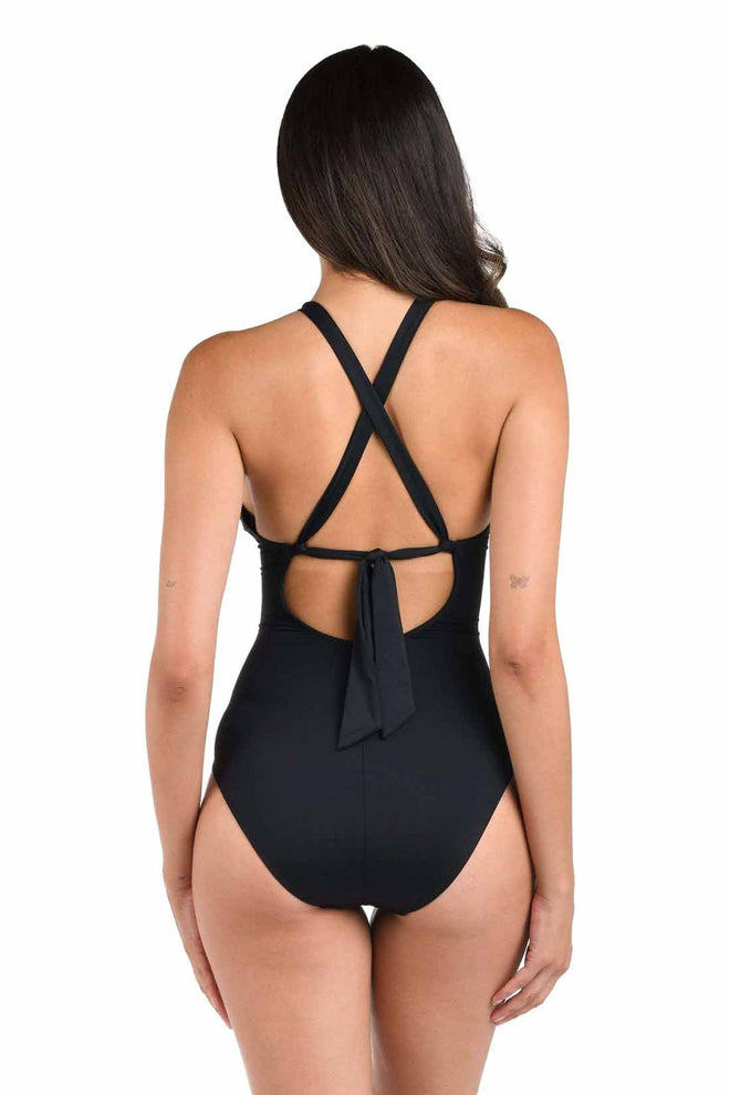 La Blanca Island Goddess Black Keyhole One Piece back