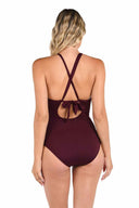 La Blanca Island Goddess Dark Cherry Keyhole One Piece back