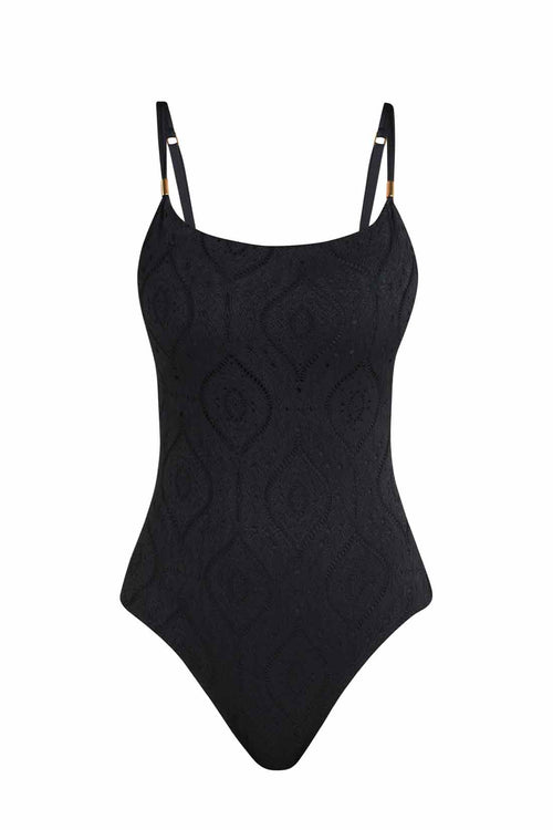 La Blanca Black Mantra Medallion One Piece front