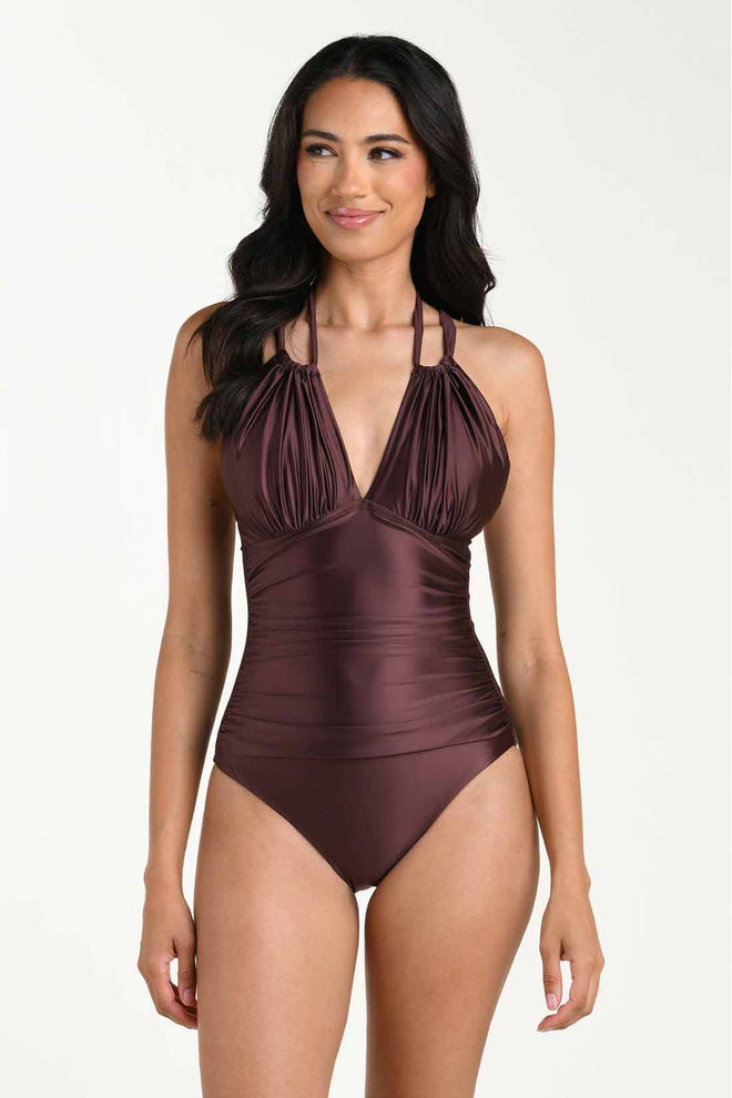 La Blanca Earth Goddess Truffle Keyhole One Piece front