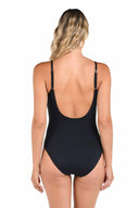 La Blanca Island Goddess Black Plunge One Piece back