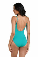 La Blanca Island Goddess Calypso Plunge One Piece back