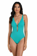 La Blanca Island Goddess Calypso Plunge One Piece
