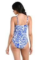 La Blanca Lapis Botanical Brocade Tankini back
