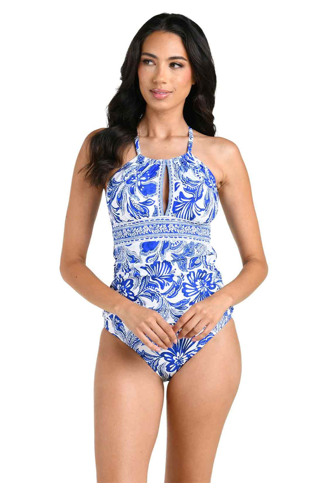 La Blanca Lapis Botanical Brocade Tankini
