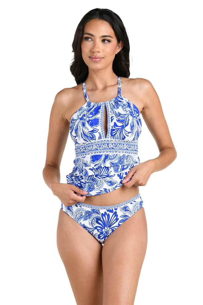 La Blanca Lapis Botanical Brocade Tankini front