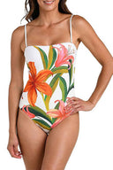La Blanca Jungle Blossoms Bandeau One Piece front