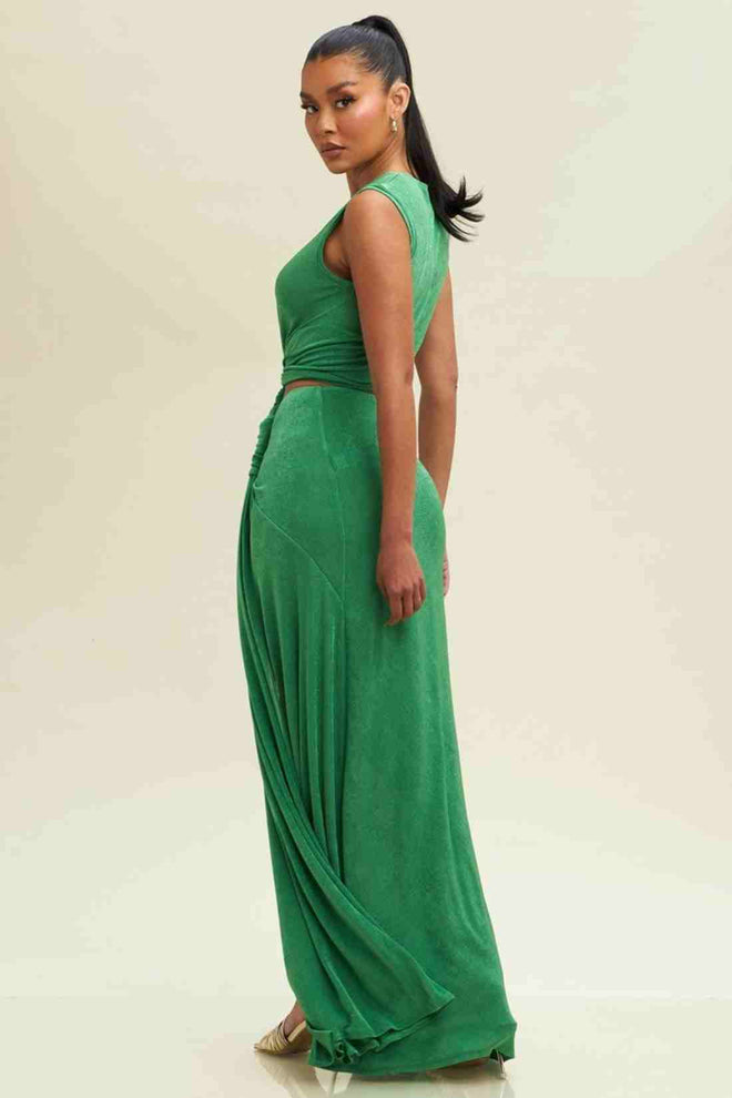 Green Twist Cutout Maxi Dress side