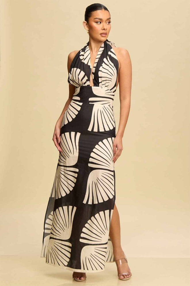 Nepal Black Halter Maxi Dress